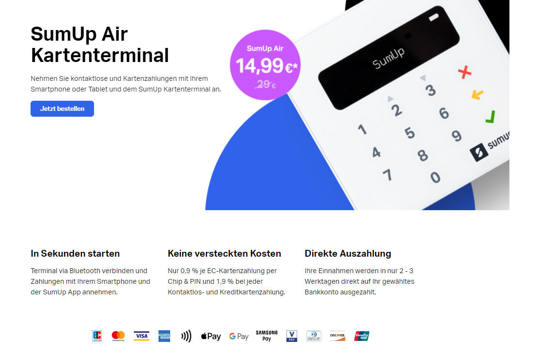 SumUp Air Kartenterminal - Erfahrungsberichte & Preise 2023